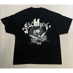 Sick Boy Skull T-Shirt Men’s Size 2XL Black Short Sleeve Graphic Print Tee